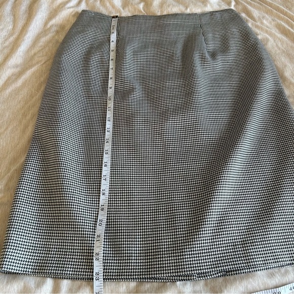 Vintage Christy Girl 90s Monochrome Feminine Zip Up Houndstooth Pencil Skirt - Picture 7 of 7